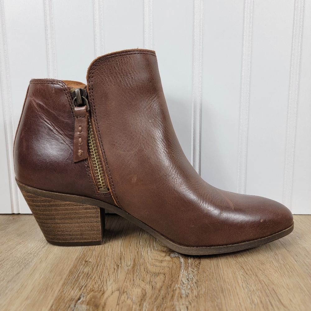 Frye Judith Brown Leather Double Zip Ankle Boots - Picture 5 of 10